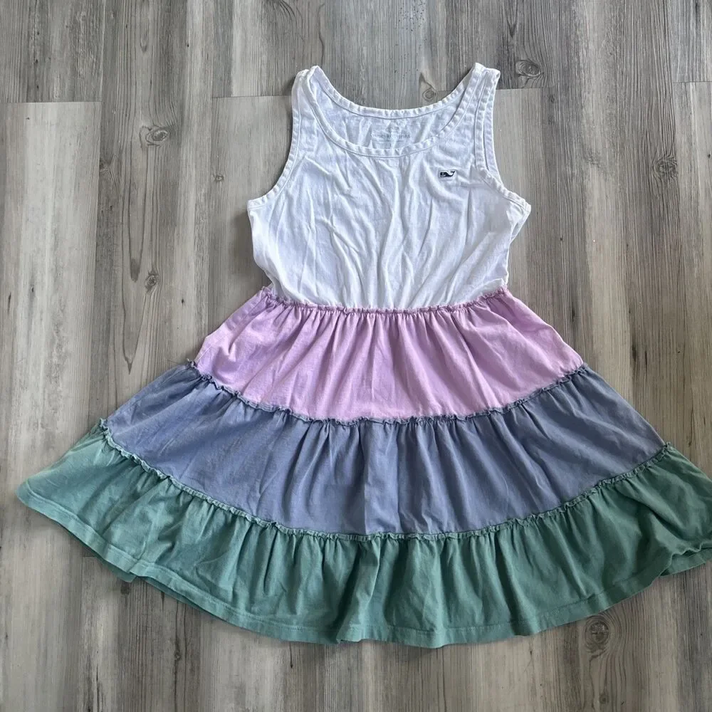 Vineyard Vines Girls Colorblocked Nautical Beachy Preppy Pastel Dress Size L